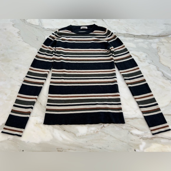 BRUNELLO CUCINELLI MULTI WOOL CASHMERE STRIPE KNIT SIZE XS NWOTS! - Picture 8 of 17